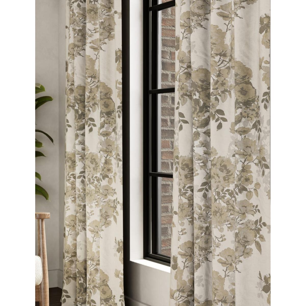 M&S Collection Cotton Blend Floral Blackout Curtains - WDR54 - Green Mix, Green Mix – image 2