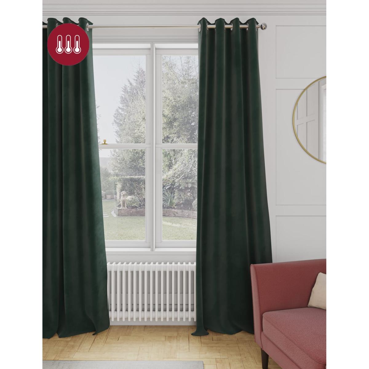 M&S Collection Velvet Eyelet Thermal Curtains - WDR54 - Dark Purple, Bronze,Light Green,Green,Champagne,Soft Pink,Forest Green,Mauve,Terracotta,Mid Blue,Neutral,Mid Grey,Dark Purple – image 4