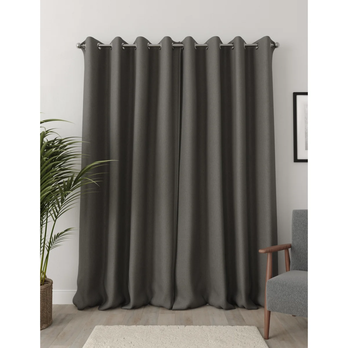 M&S Brushed Eyelet Blackout Thermal Curtains Mid Blue – image 5