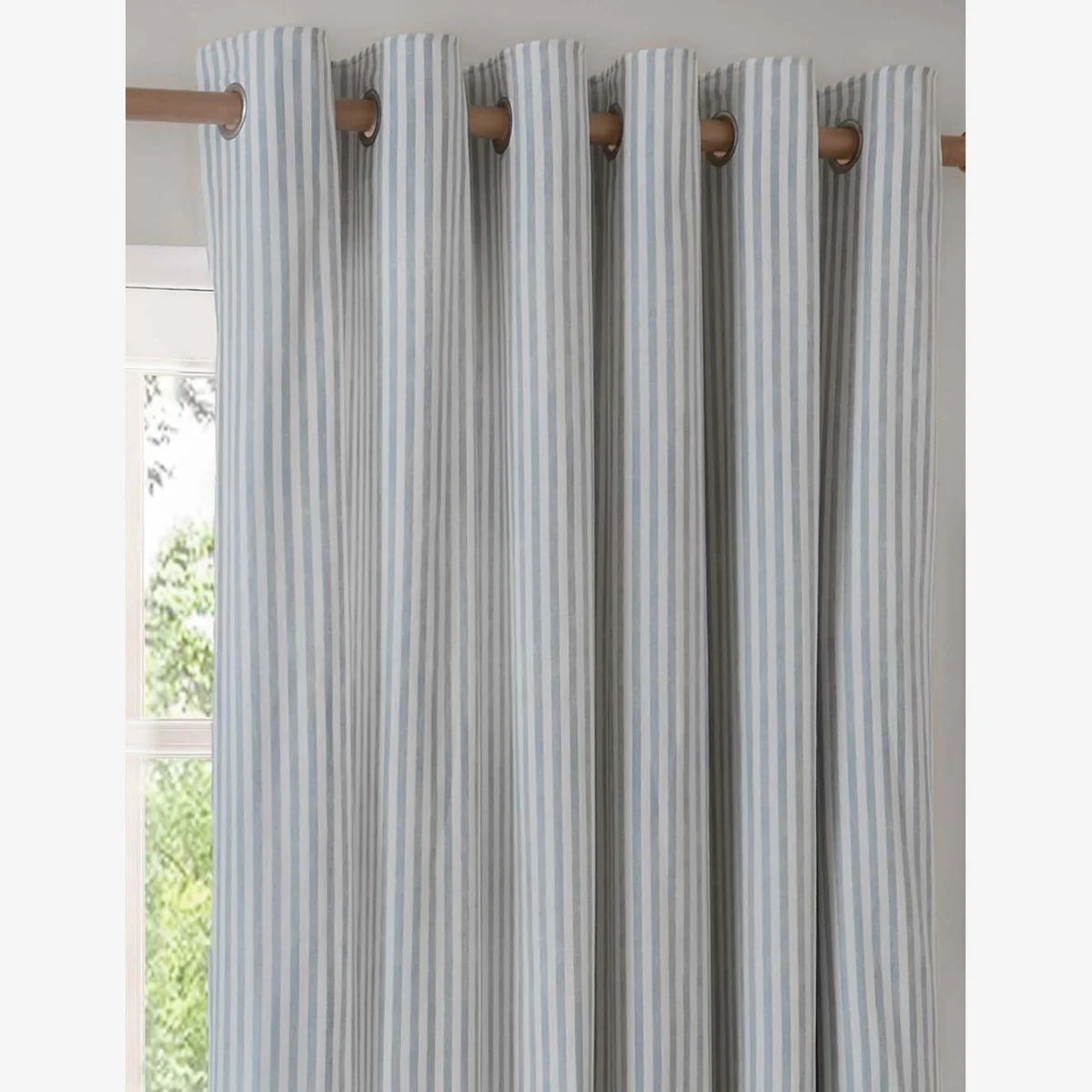 YARD Hebden Striped Blackout Eyelet Curtains Blue Mix – image 1