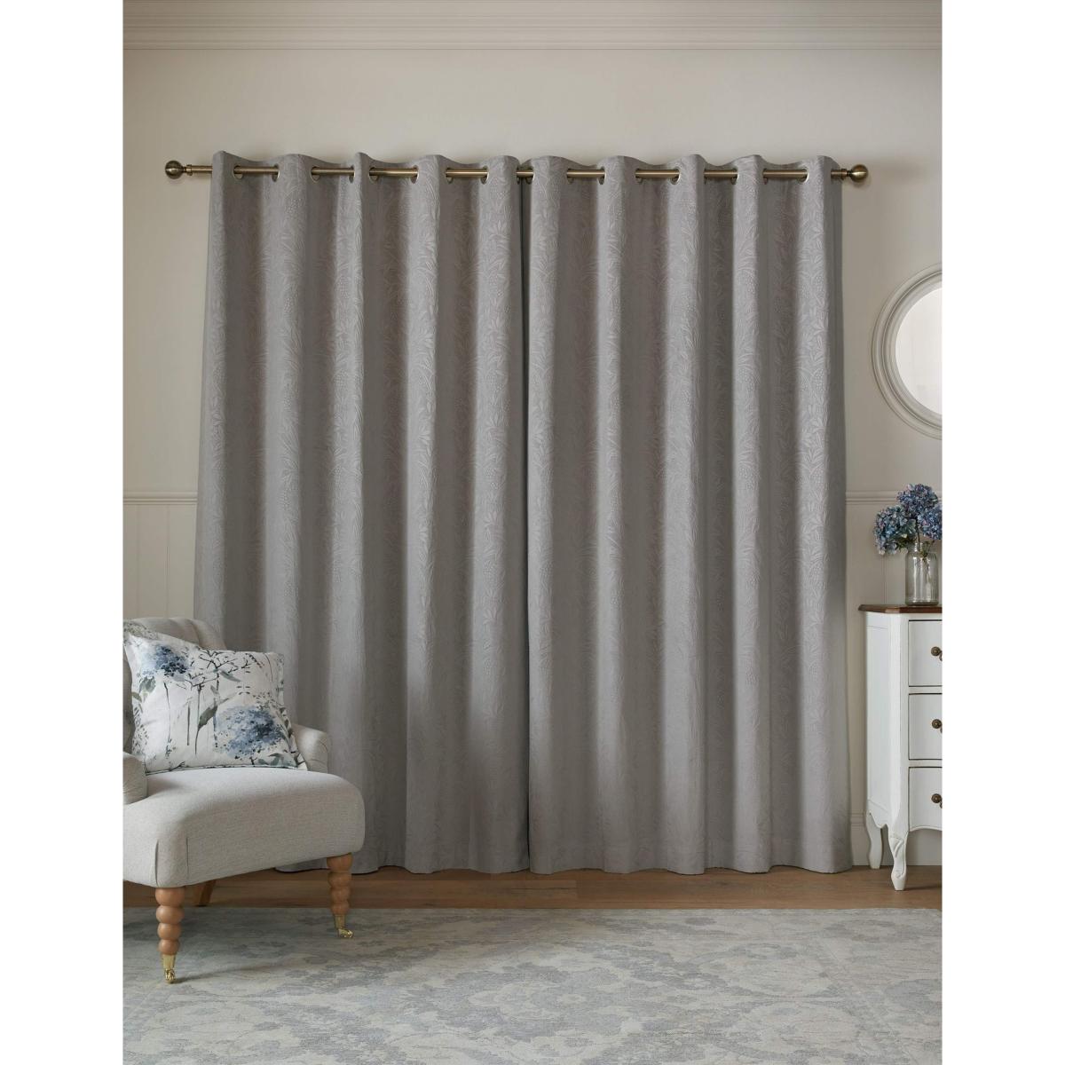 Laura Ashley Barley Embossed Eyelet Curtains Grey – image 2
