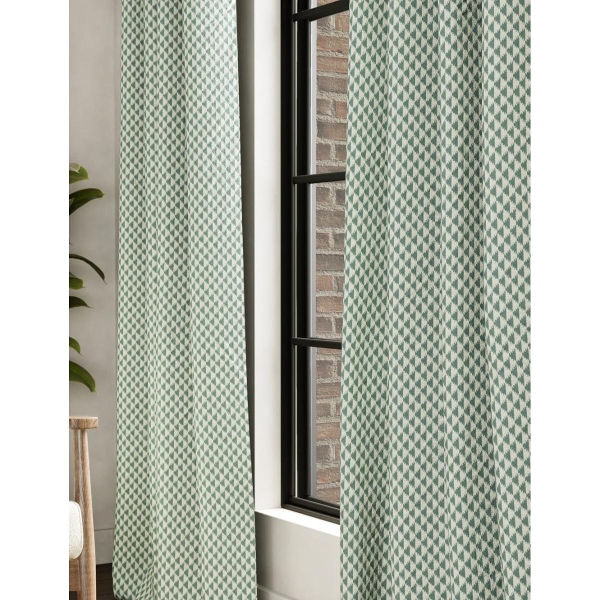 M&S Collection Cotton Blend Geometric Eyelet Curtains - WDR90 - Green, Green – image 2