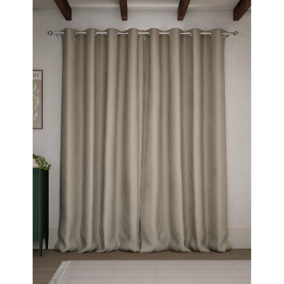 M&S Collection Velvet Ribbed Eyelet Blackout Curtains - EW90 - Champagne, Champagne,Forest Green – image 4