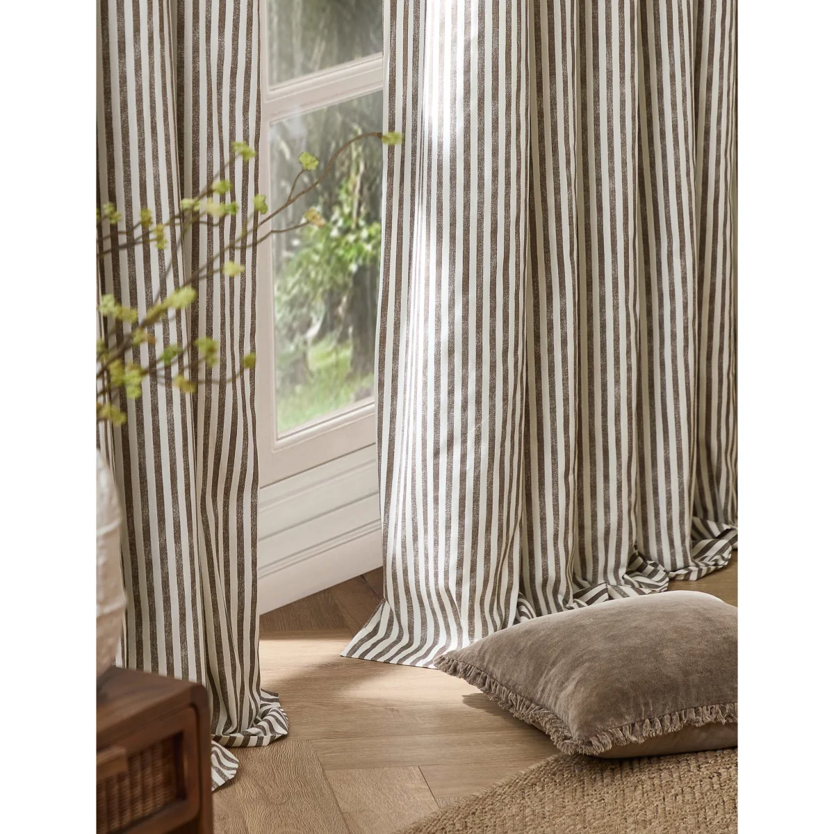 YARD Hebden Pure Cotton Striped Eyelet Curtains Pink Mix – image 4