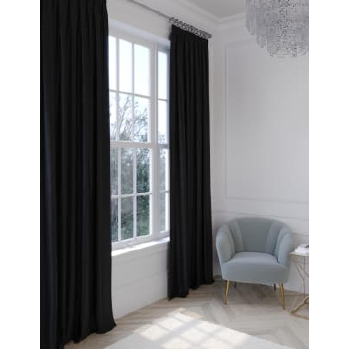 M&S  Faux Silk Pencil Pleat Blackout Curtains - NAR90 - Slate, Slate,Natural,Duck Egg,Dark Charcoal,Navy,Soft Pink,Silver,Mid Grey – image 3