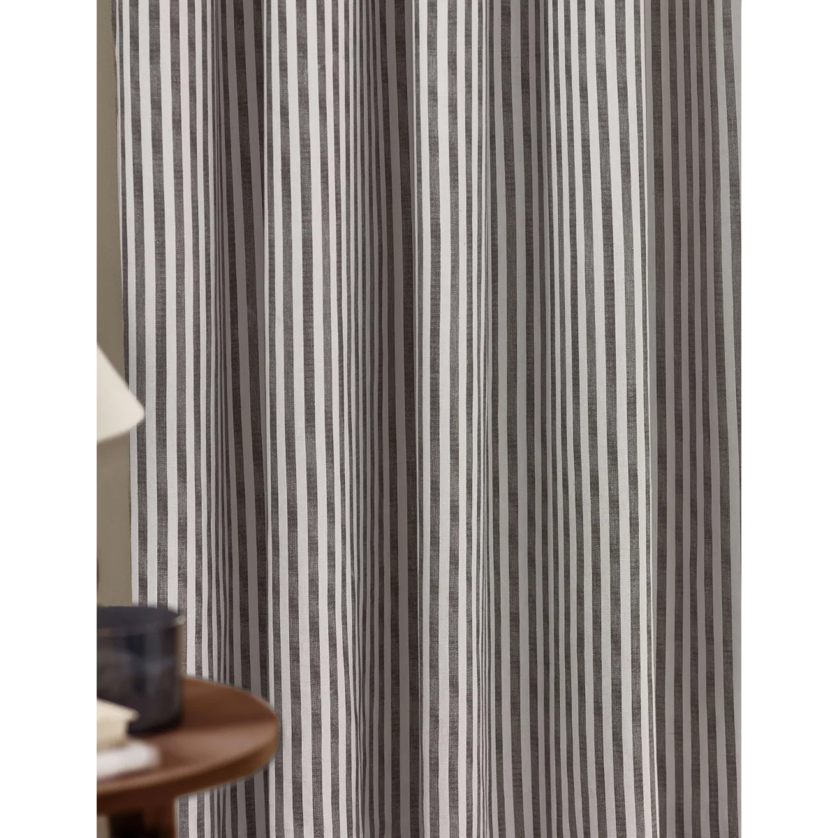 YARD Hebden Pure Cotton Striped Eyelet Curtains Grey Mix – image 3