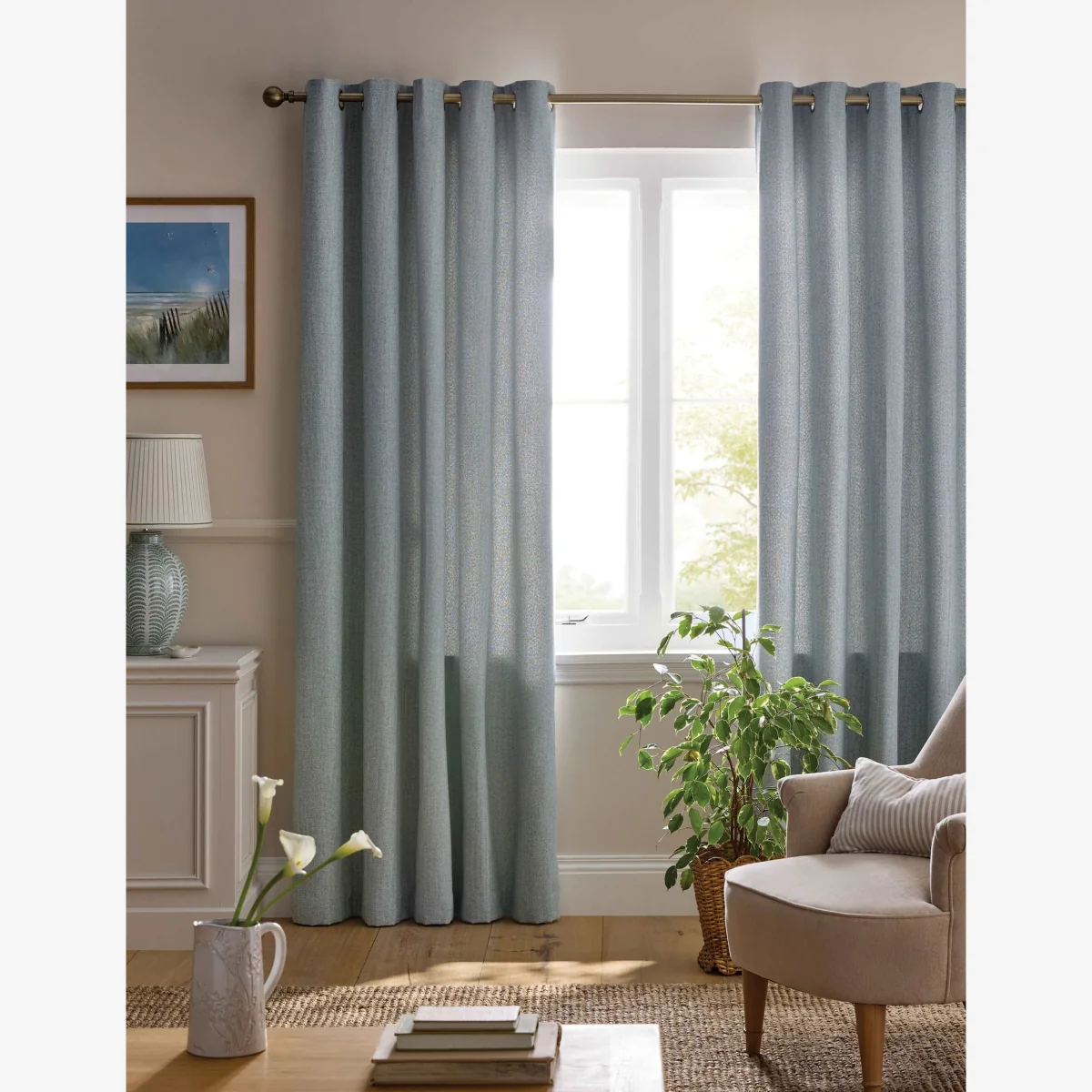 Laura Ashley Saltair Eyelet Curtains Cream – image 1