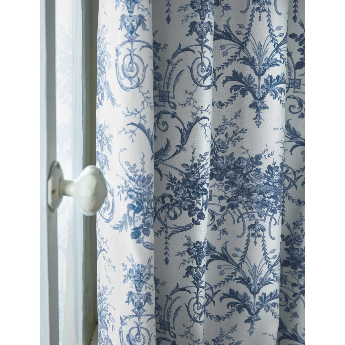 Laura Ashley Tuileries Pure Cotton Pencil Pleat Blackout Curtains Blue Mix – image 2