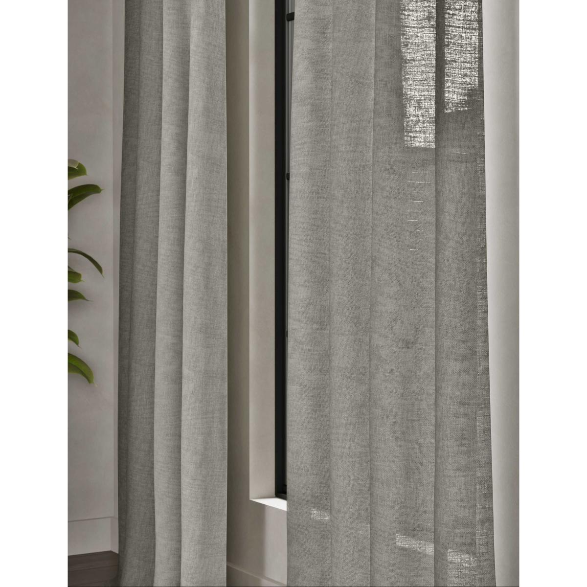M&S Sheer Cotton Linen Blend Curtains Khaki – image 3