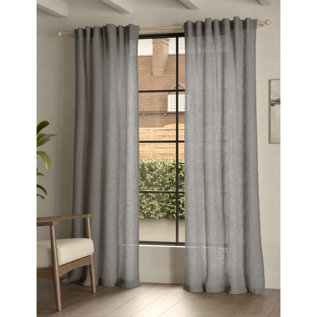 M&S Sheer Cotton Linen Blend Curtains Khaki – image 4
