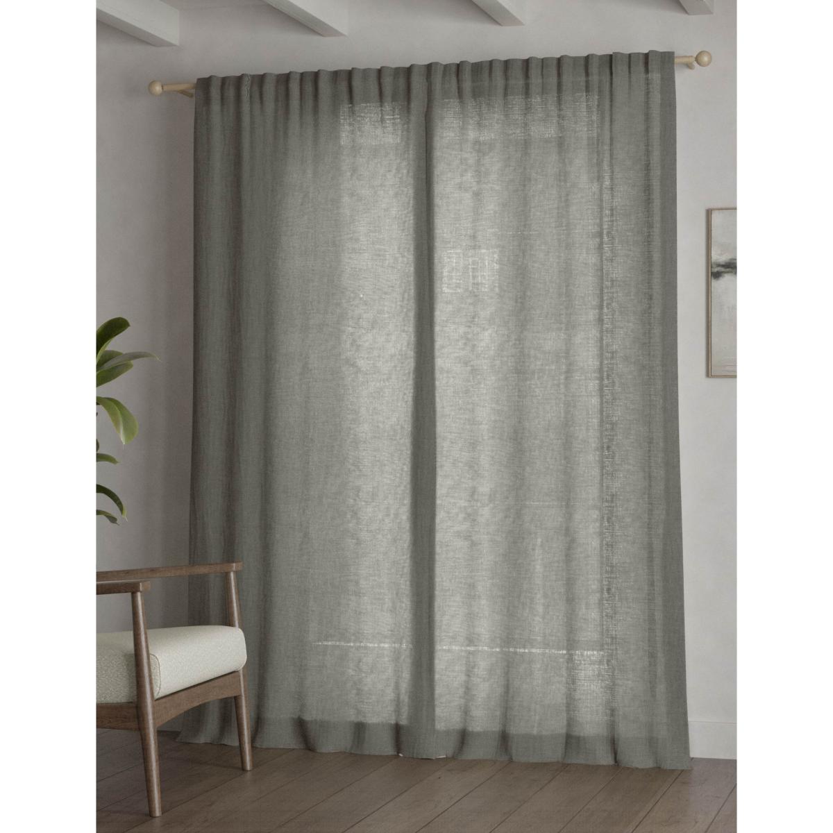 M&S Sheer Cotton Linen Blend Curtains Khaki – image 5