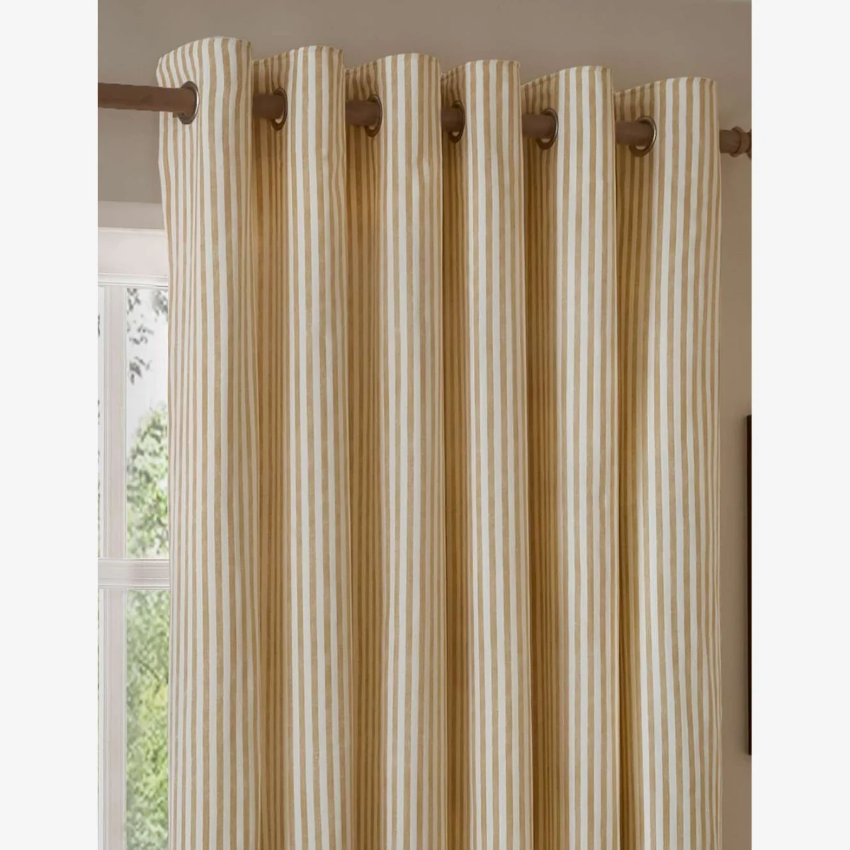 YARD Hebden Striped Blackout Eyelet Curtains Yellow Mix – image 1