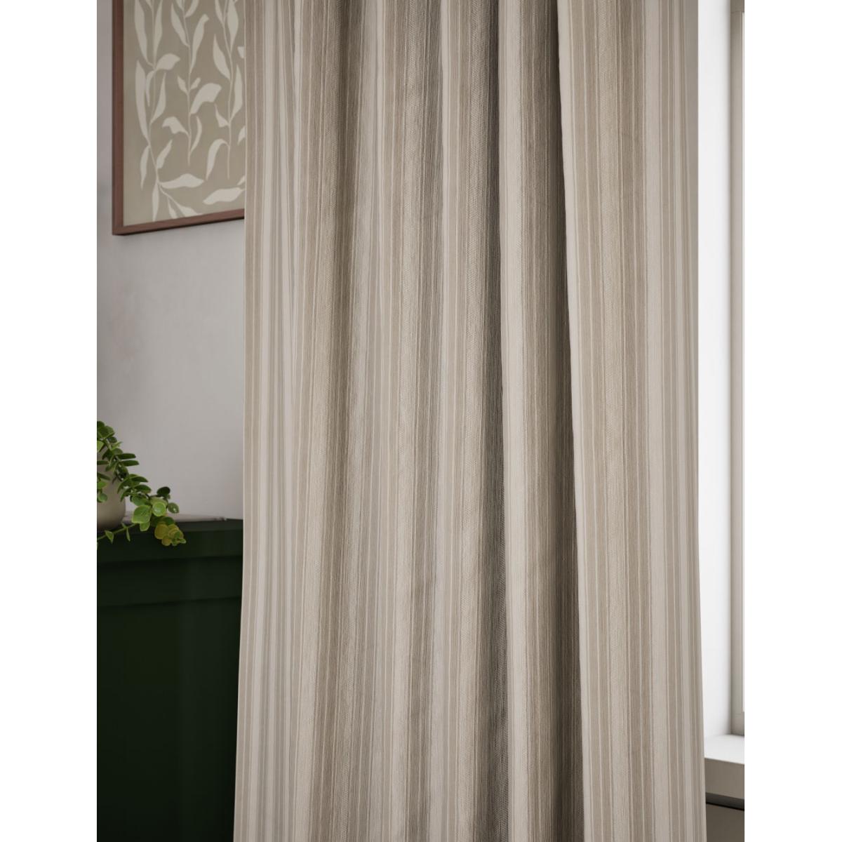 M&S Cotton Rich Jacquard Stripe Pencil Pleat Curtains - WDR72 - Neutral, Neutral – image 2