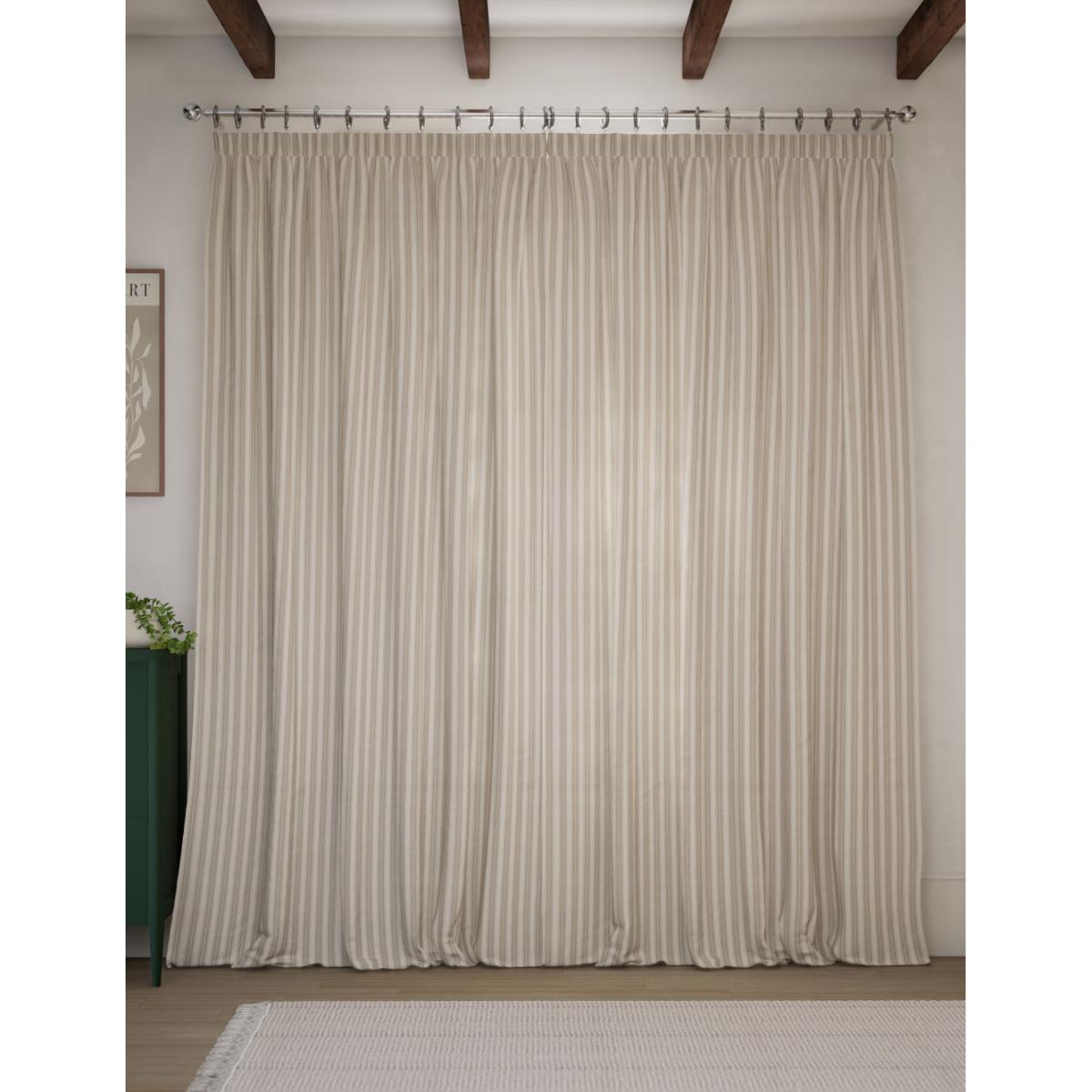 M&S Cotton Rich Jacquard Stripe Pencil Pleat Curtains - WDR72 - Neutral, Neutral – image 4