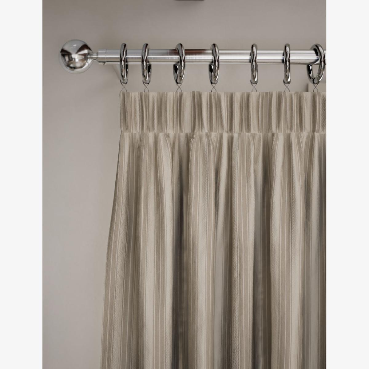 M&S Cotton Rich Jacquard Stripe Pencil Pleat Curtains - WDR72 - Neutral, Neutral – image 1
