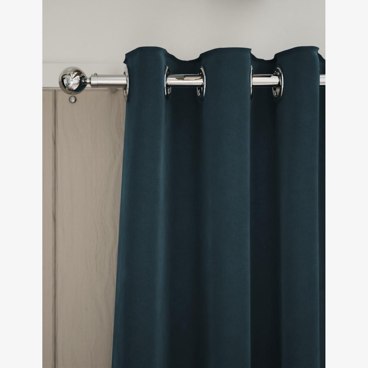 M&S Velvet Eyelet Curtains Mid Blue – image 1