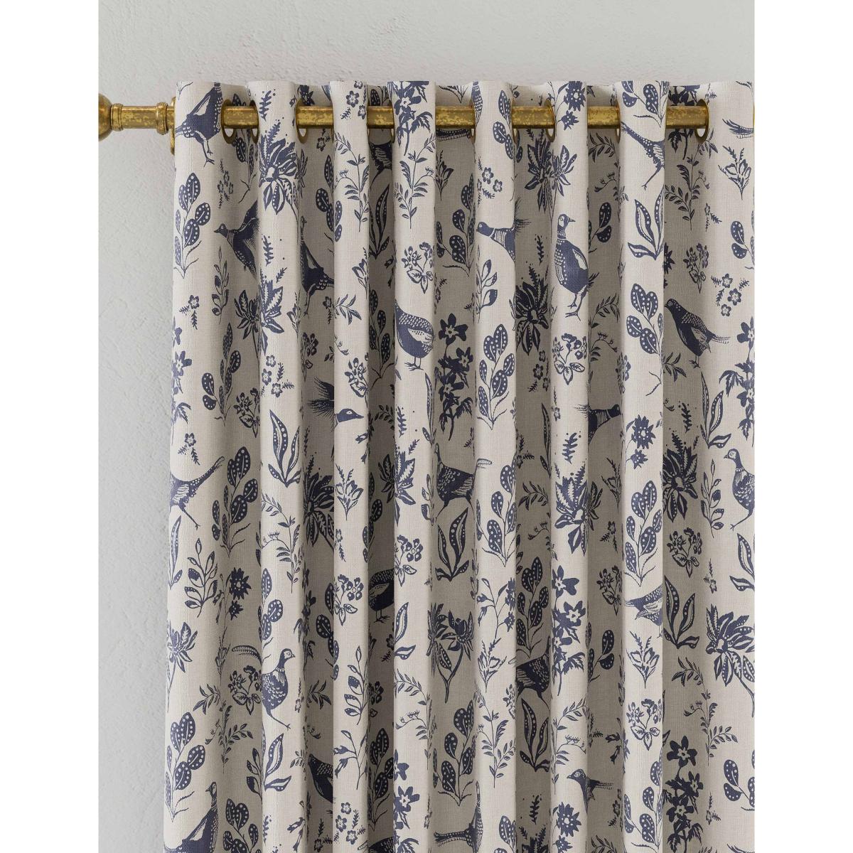Joules Festival Pheasants Pure Cotton Eyelet Blackout Curtains Navy Mix – image 3