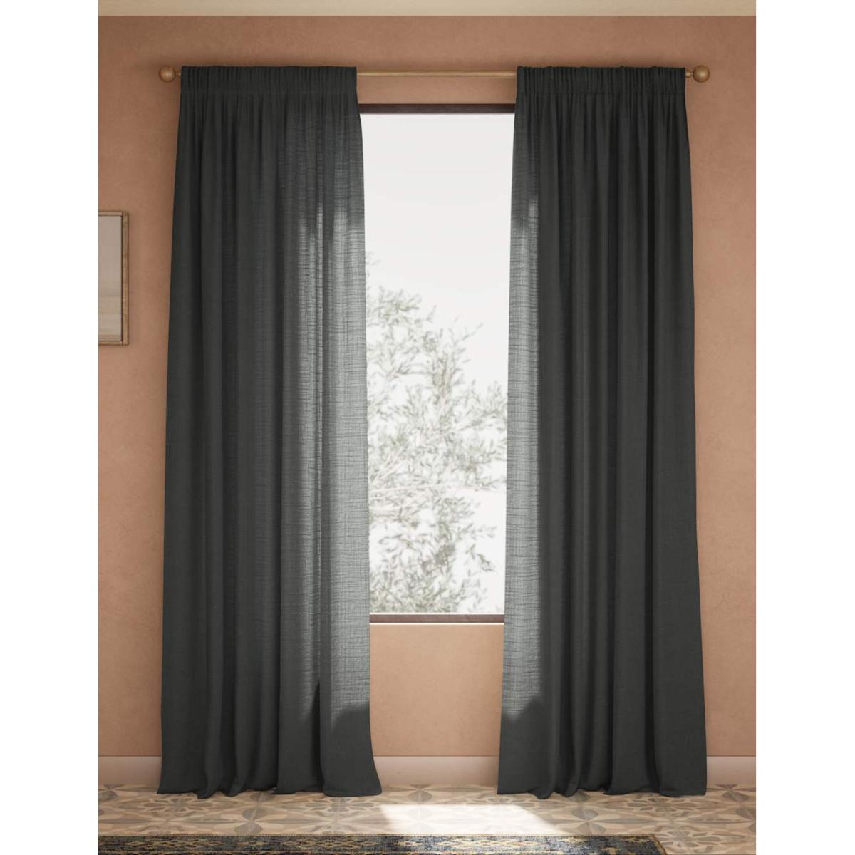 M&S Collection Sheer Slot Top Curtains - WDR90 - Stone, Stone,Charcoal,Ecru – image 4