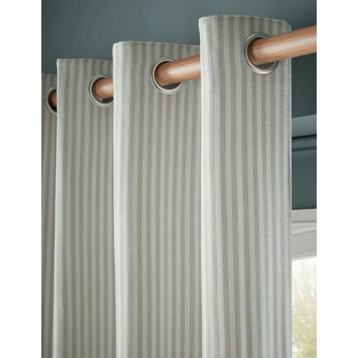 Laura Ashley Cornish Chenille Striped Eyelet Curtains Light Blue Mix – image 5