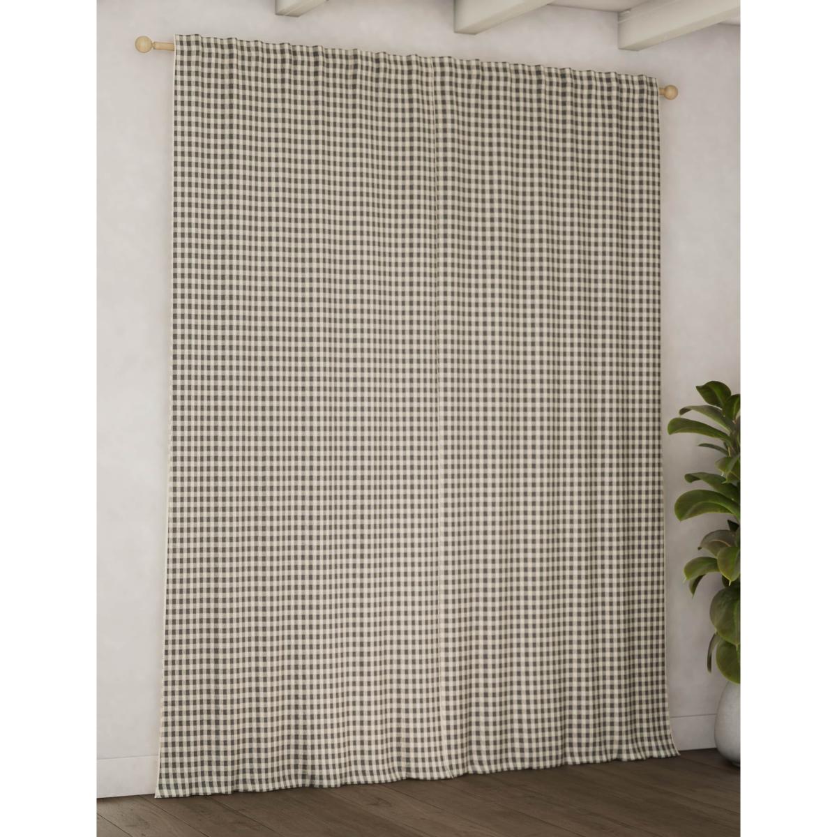 M&S Chenille Gingham Multiway Blackout Curtains Dark Grey Mix – image 3