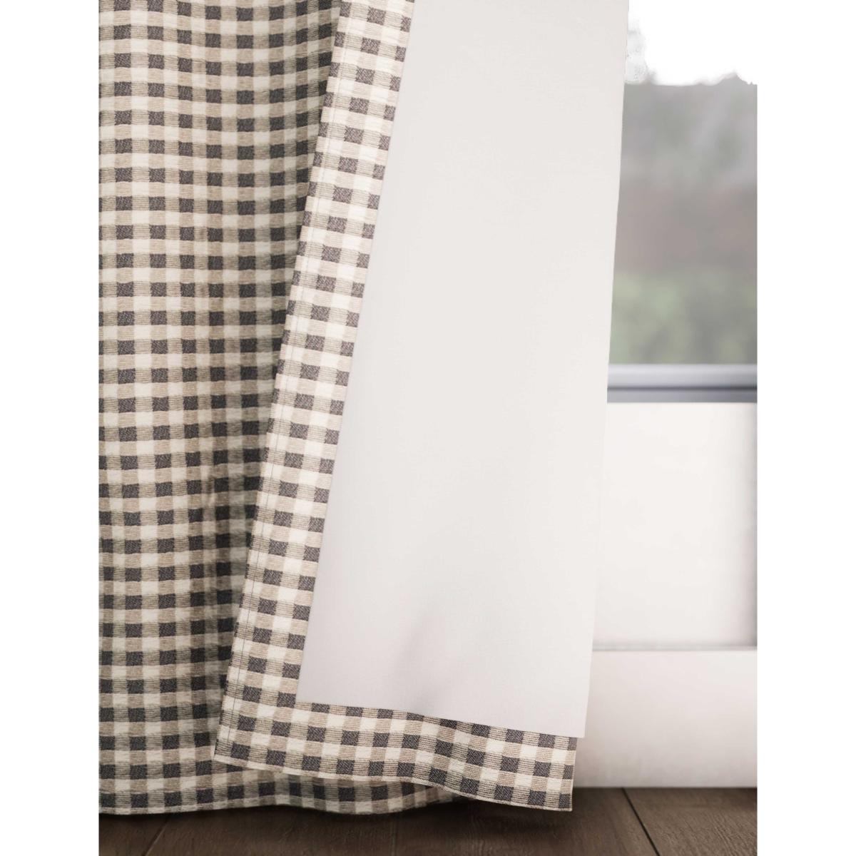 M&S Chenille Gingham Multiway Blackout Curtains Dark Grey Mix – image 4