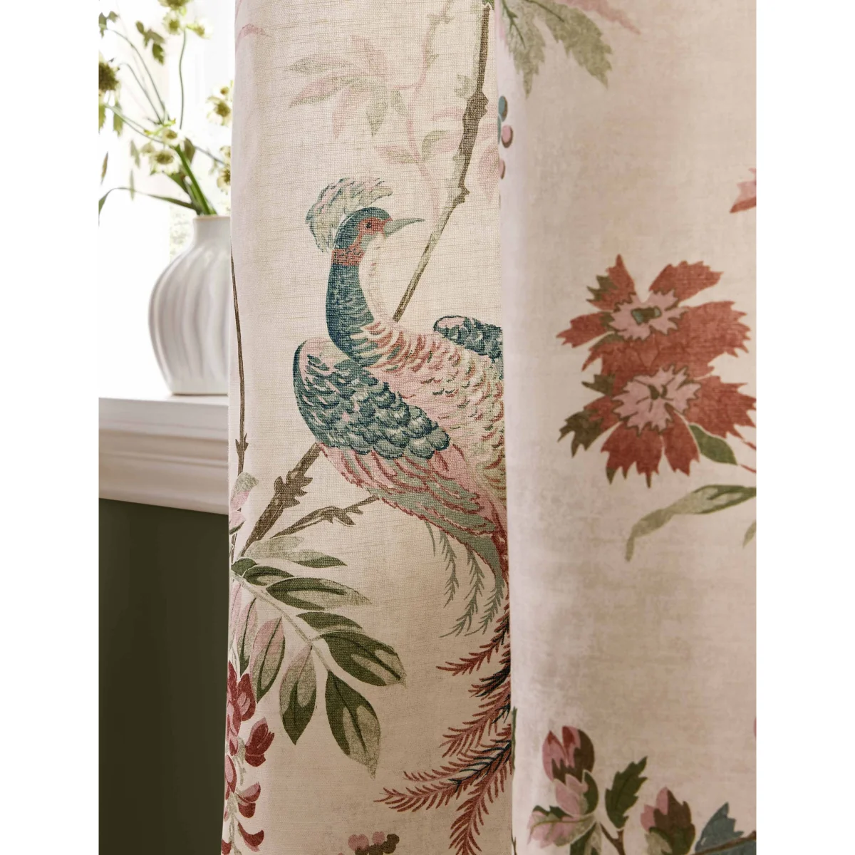 Laura Ashley Attleton Cotton Rich Floral Eyelet Curtains Duck Egg – image 2