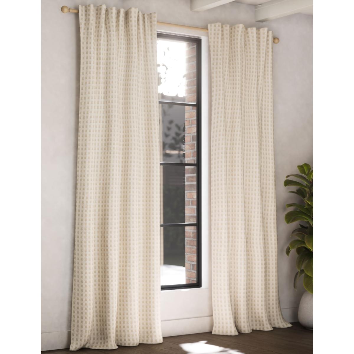 M&S Collection Chenille Gingham Multiway Blackout Curtains - WDR54 - Natural, Natural – image 3