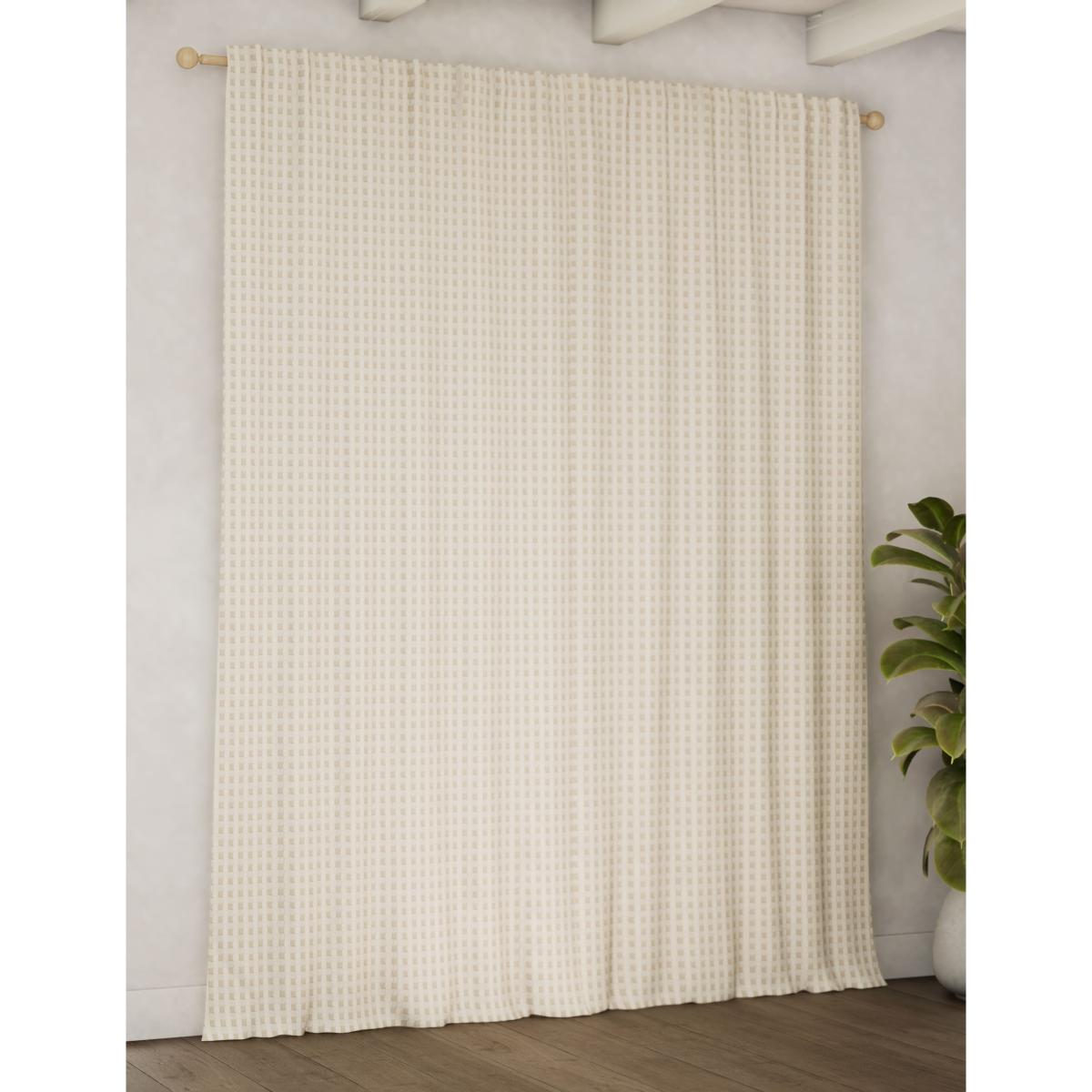M&S Collection Chenille Gingham Multiway Blackout Curtains - WDR54 - Natural, Natural – image 4