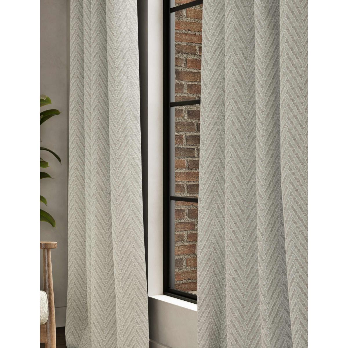M&S Textured Herringbone Eyelet Curtains Neutral Brown – image 2