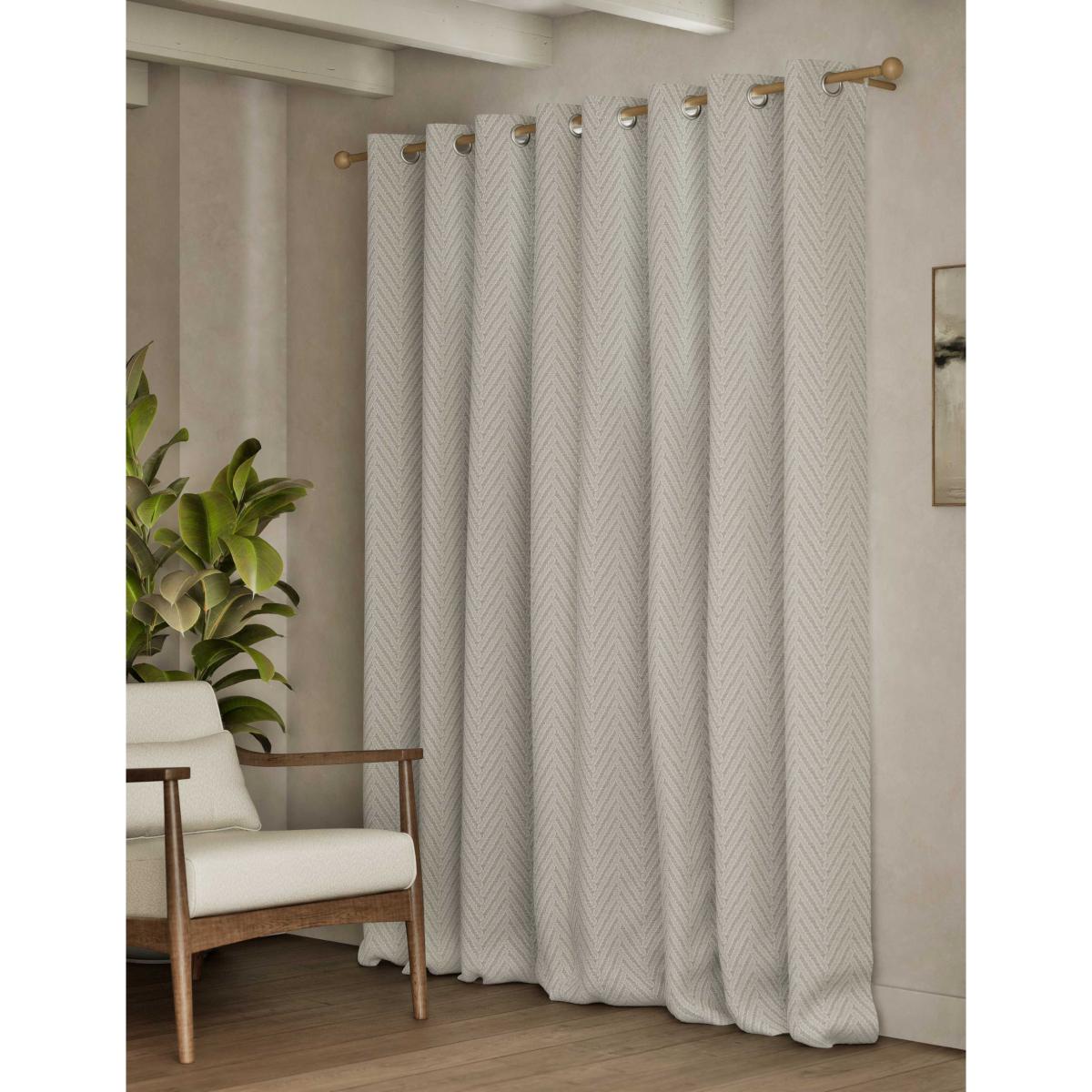 M&S Textured Herringbone Eyelet Curtains Neutral Brown – image 4