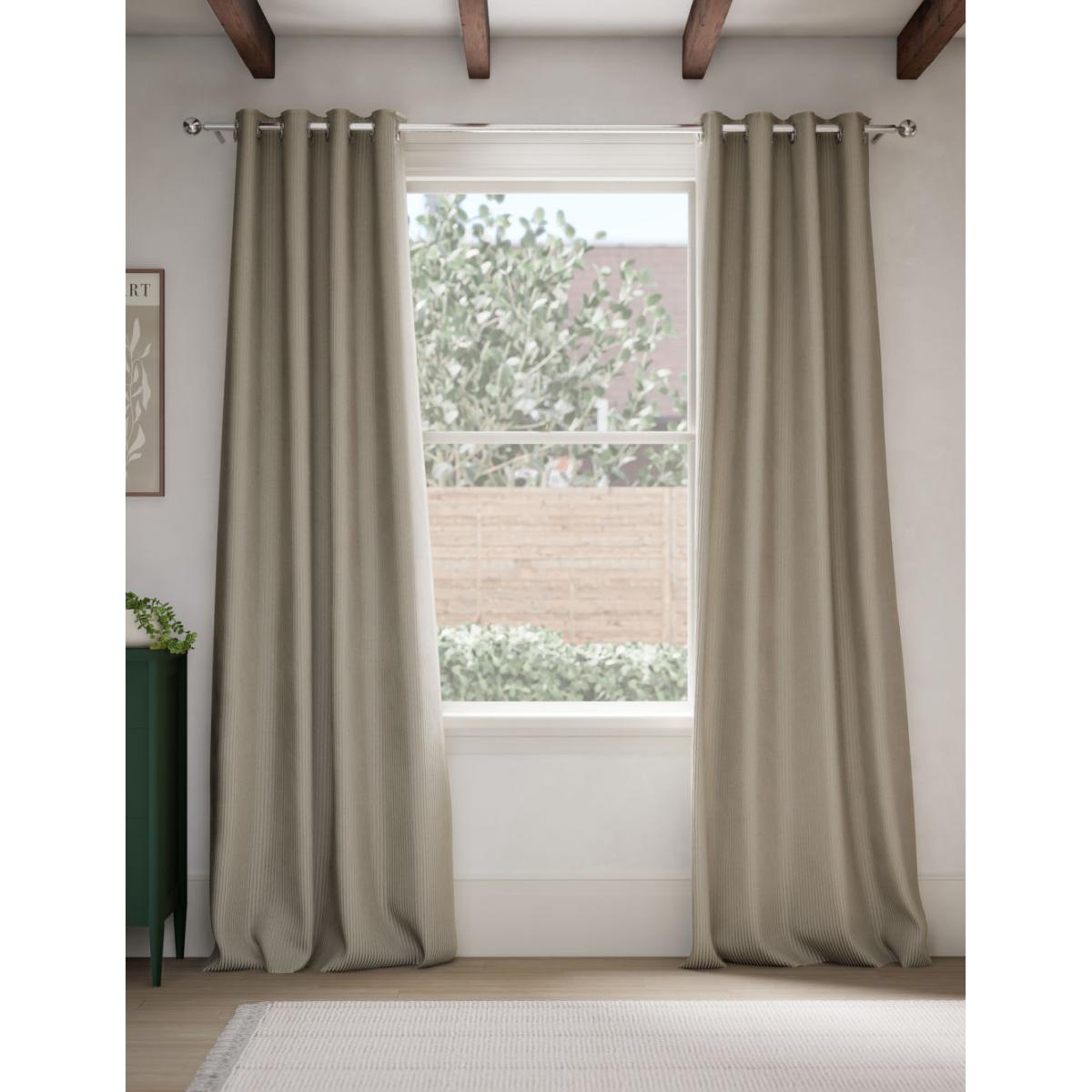 M&S Velvet Ribbed Eyelet Blackout Curtains - WDR54 - Champagne, Champagne,Forest Green – image 3