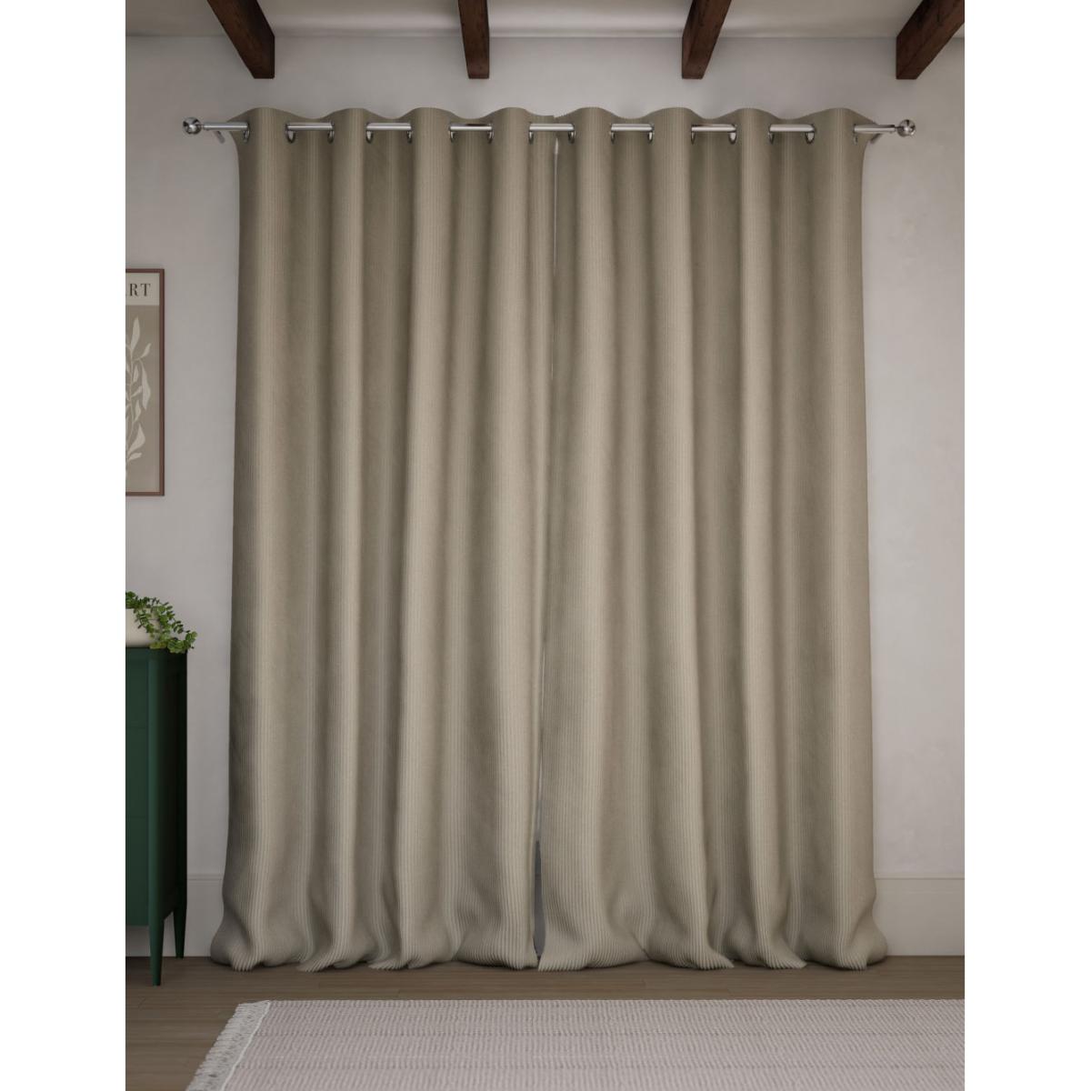 M&S Velvet Ribbed Eyelet Blackout Curtains - WDR54 - Champagne, Champagne,Forest Green – image 4