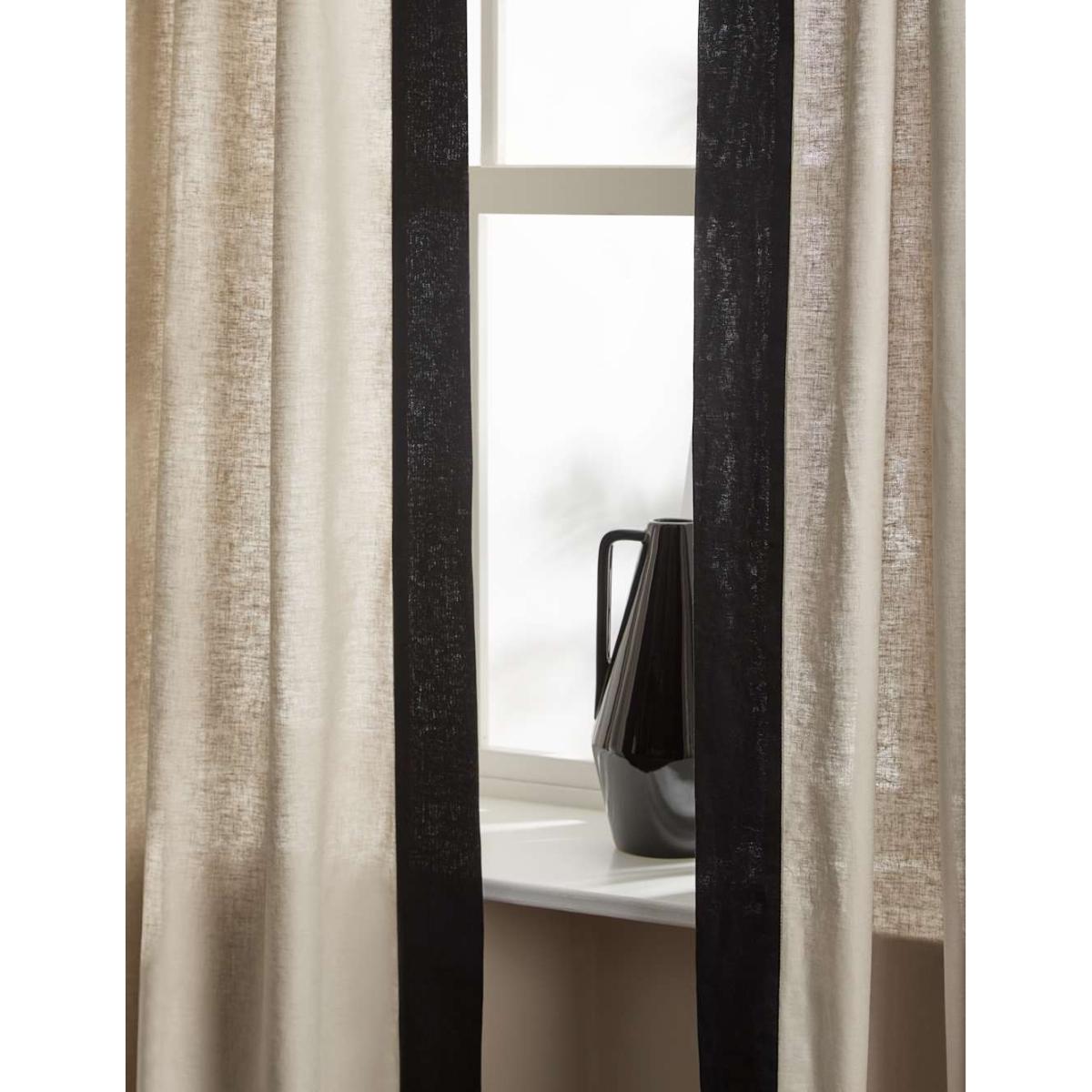 M&S X Kelly Hoppen Tab Top Curtains with Stripe - WDR72 - Light Grey, Light Grey,Taupe – image 2