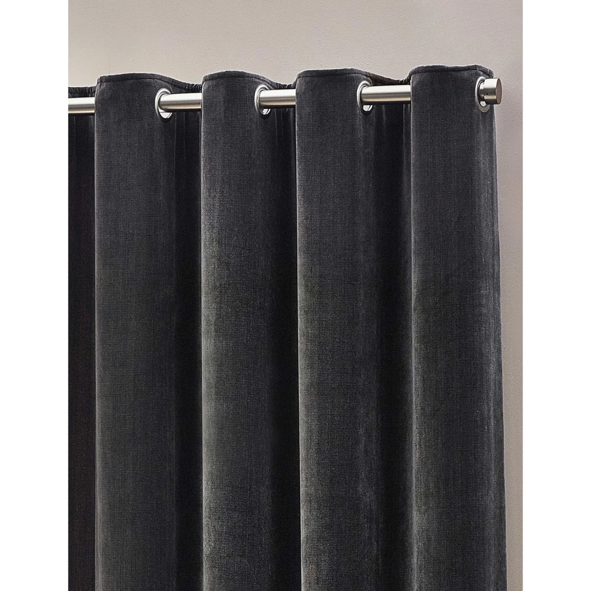 YARD Chenille Velvet Eyelet Curtains Natural – image 2