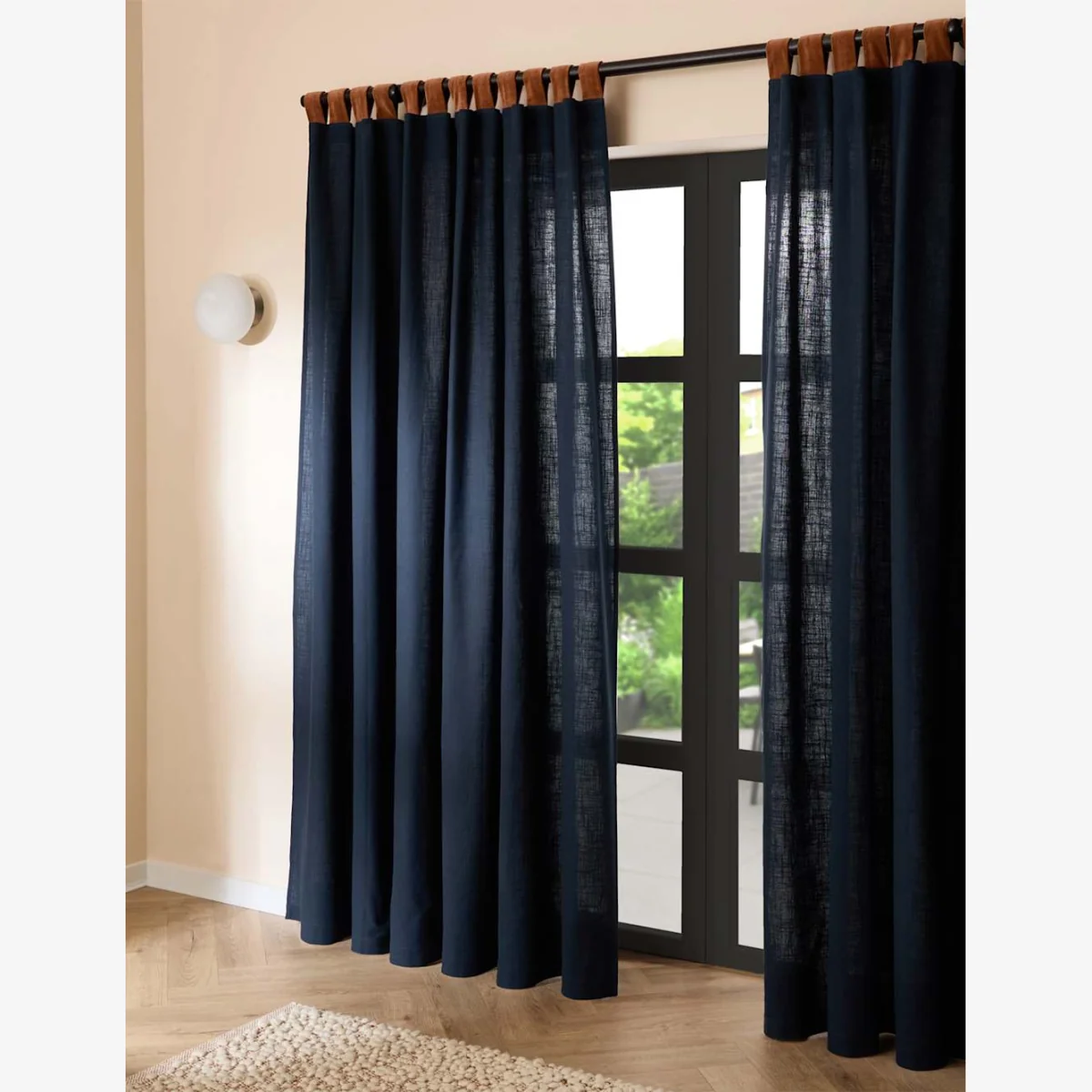 MADE Pure Cotton Hadlo Curtains With Velvet Loops Dark Navy – image 1