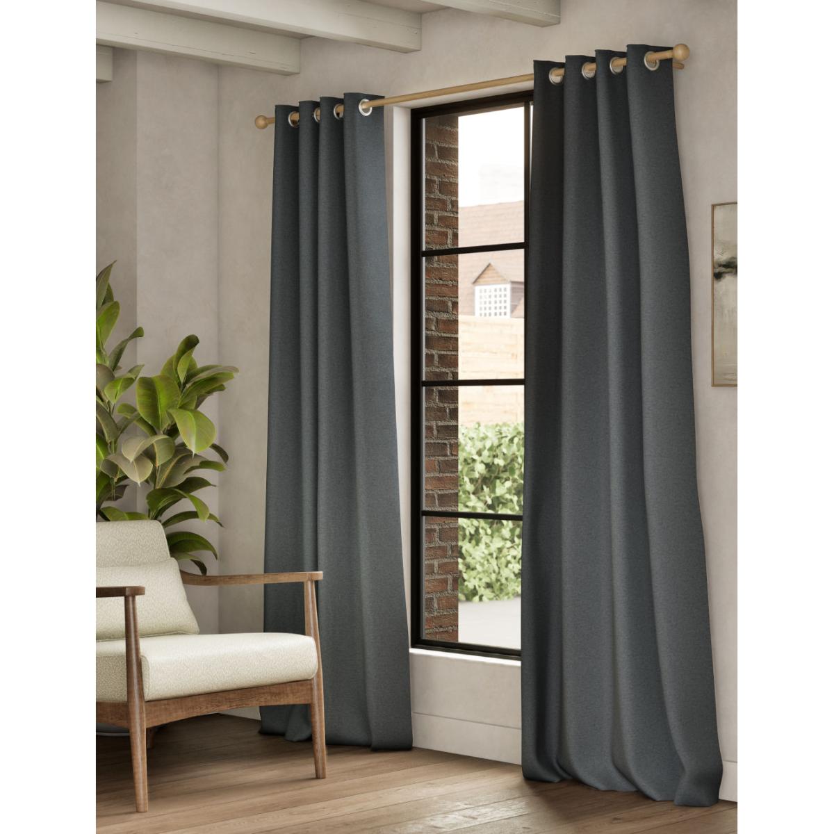 M&S Brushed Eyelet Ultra Temperature Smart Blackout Curtains - WDR72 - Charcoal Mix, Neutral,Sage,Charcoal Mix – image 3