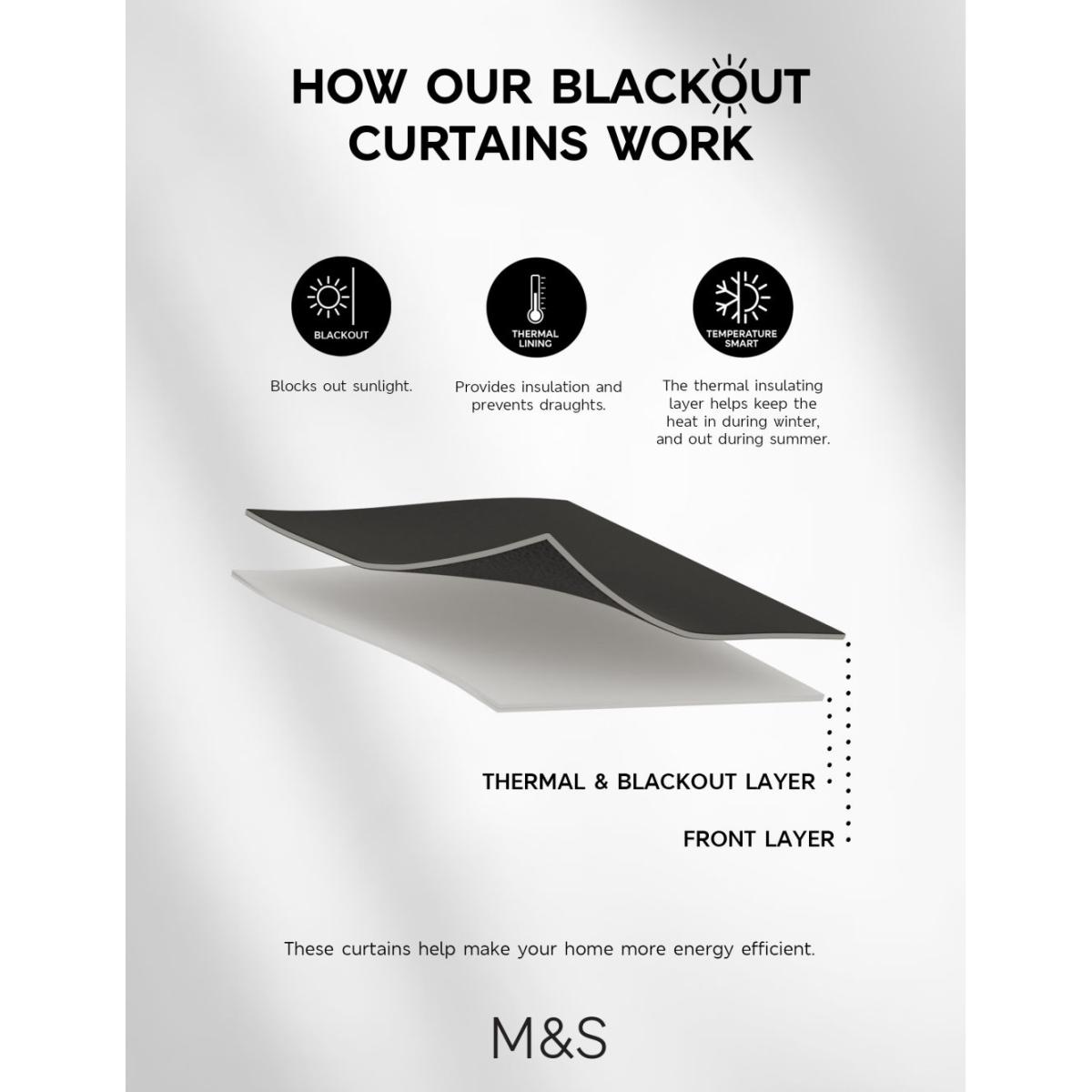 M&S Brushed Eyelet Ultra Temperature Smart Blackout Curtains - WDR72 - Charcoal Mix, Neutral,Sage,Charcoal Mix – image 6