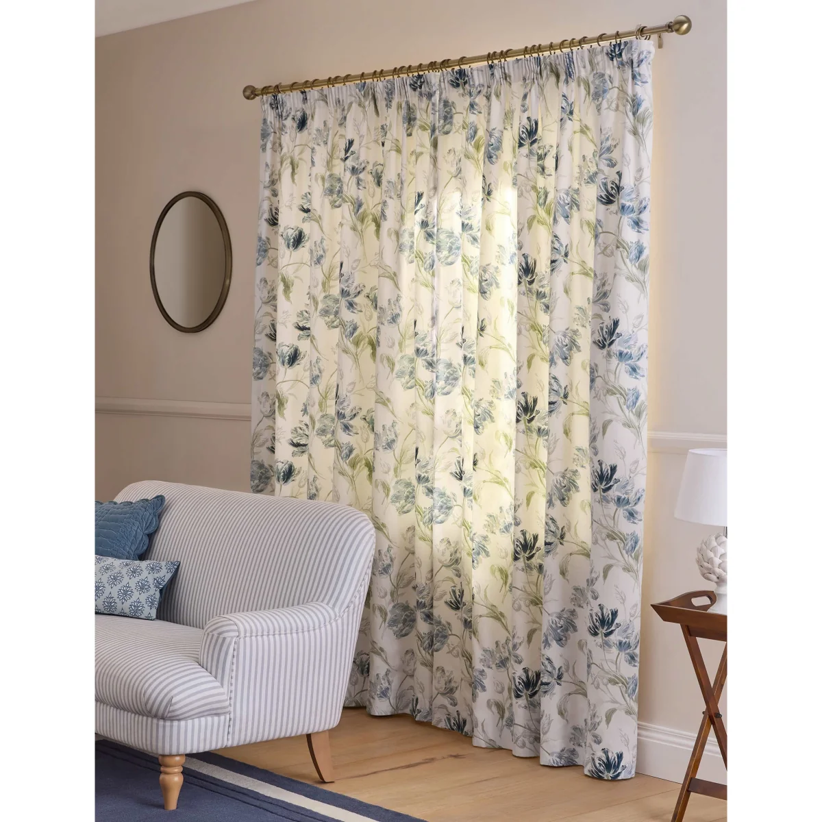 Laura Ashley Gosford Pure Cotton Floral Curtains Blue Mix – image 3