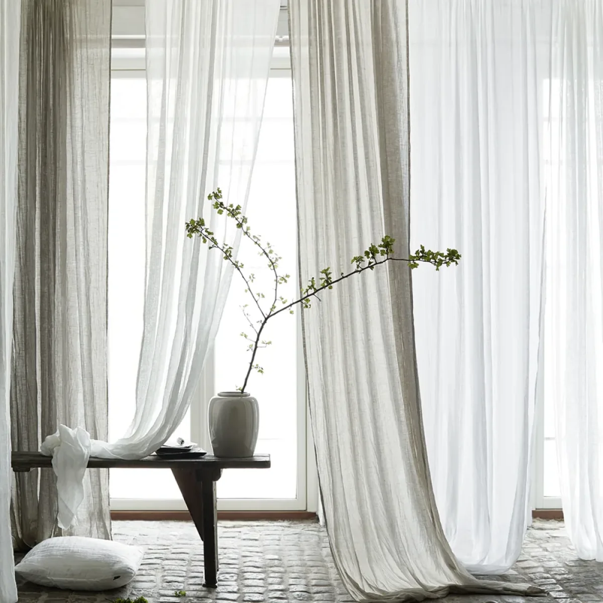 Dalsland curtain with heading tape and channel optical white – image 3