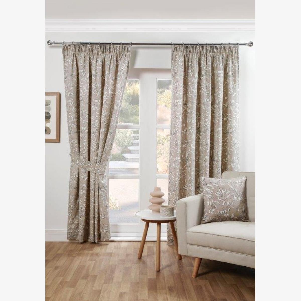 Sundour Aviary Parchment Curtains - 66x54, Decor - Beige