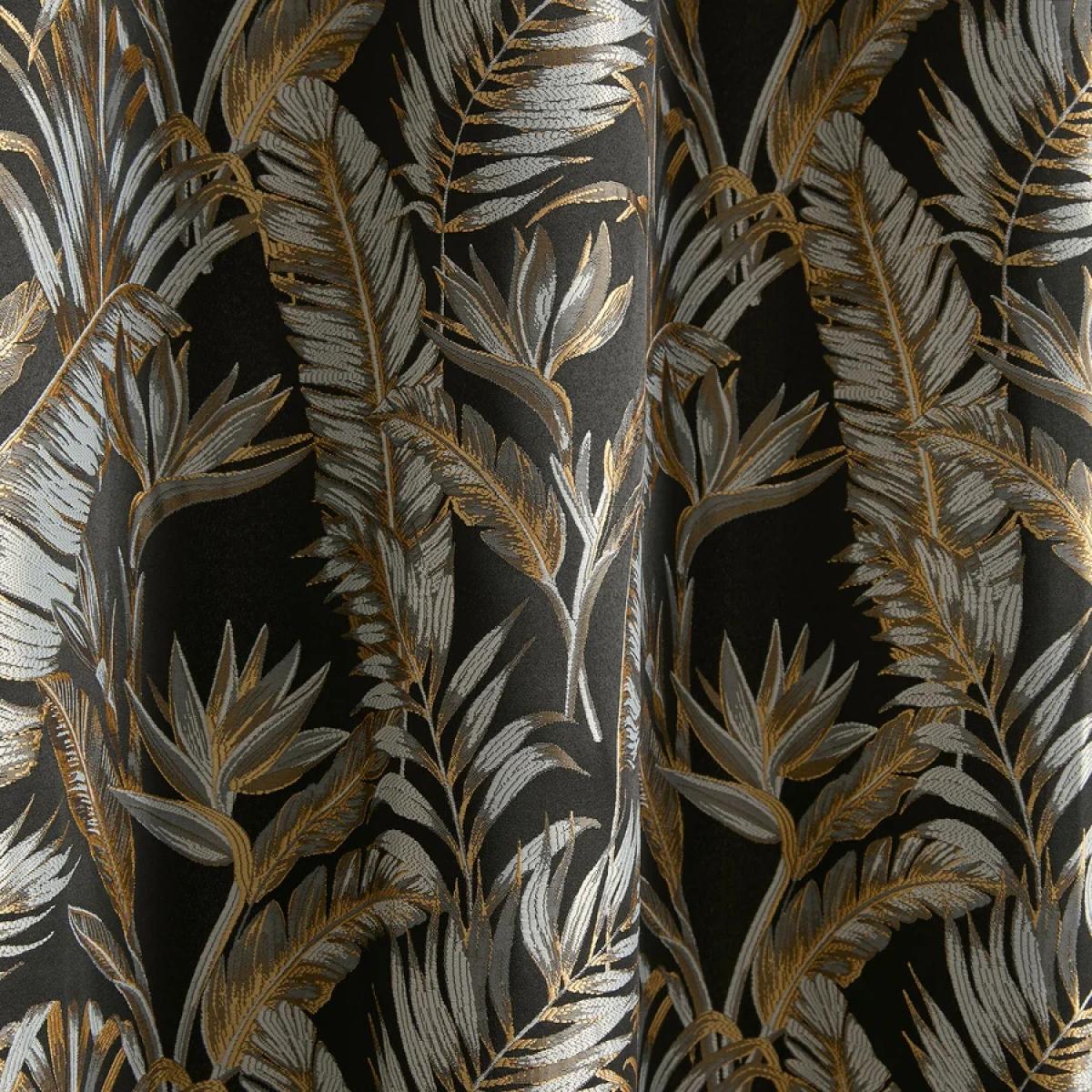 Laurence Llewelyn-Bowen Paradise Palm Eyelet Curtains Pair - Black - 90x72 – image 3