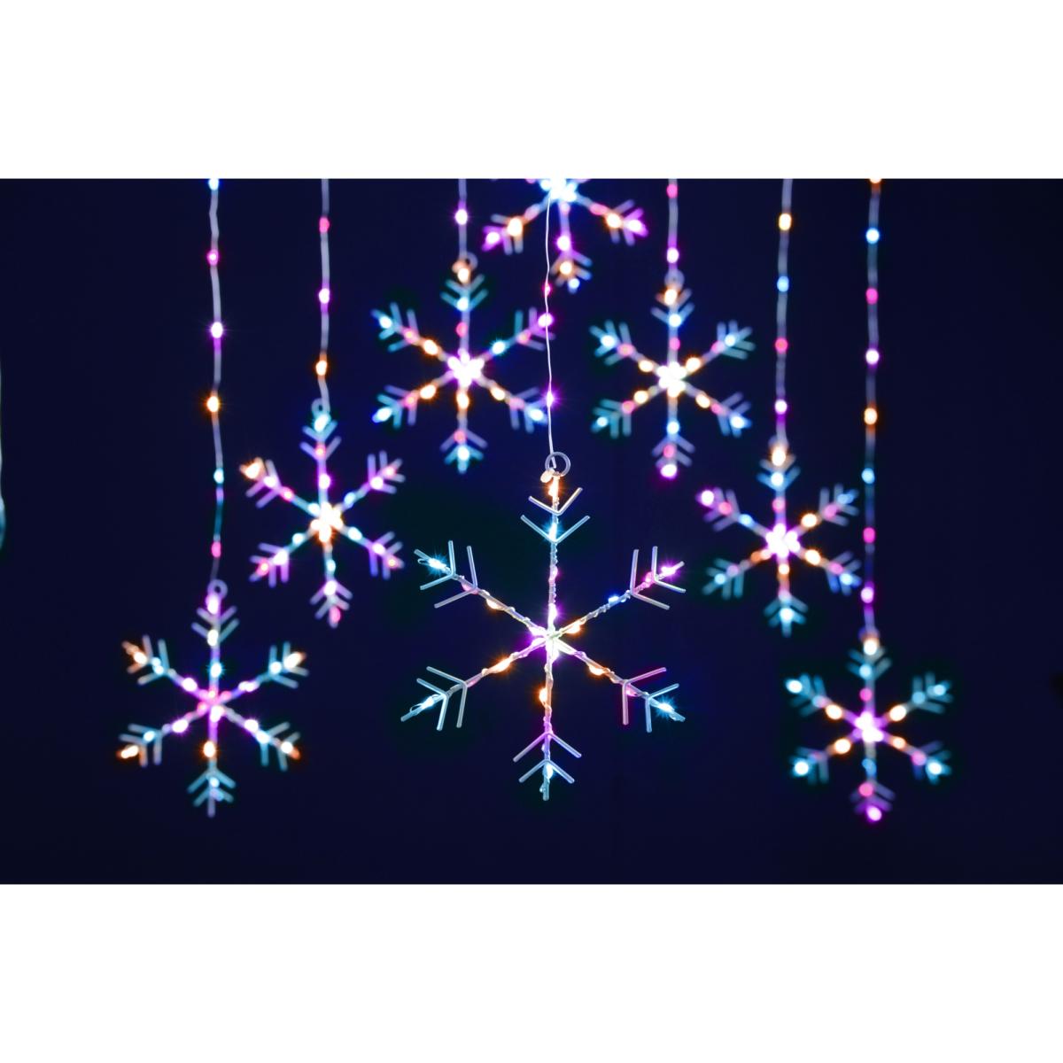 Festive Snowflake Curtain Light 120cm - Aurora In Multicolour – image 2