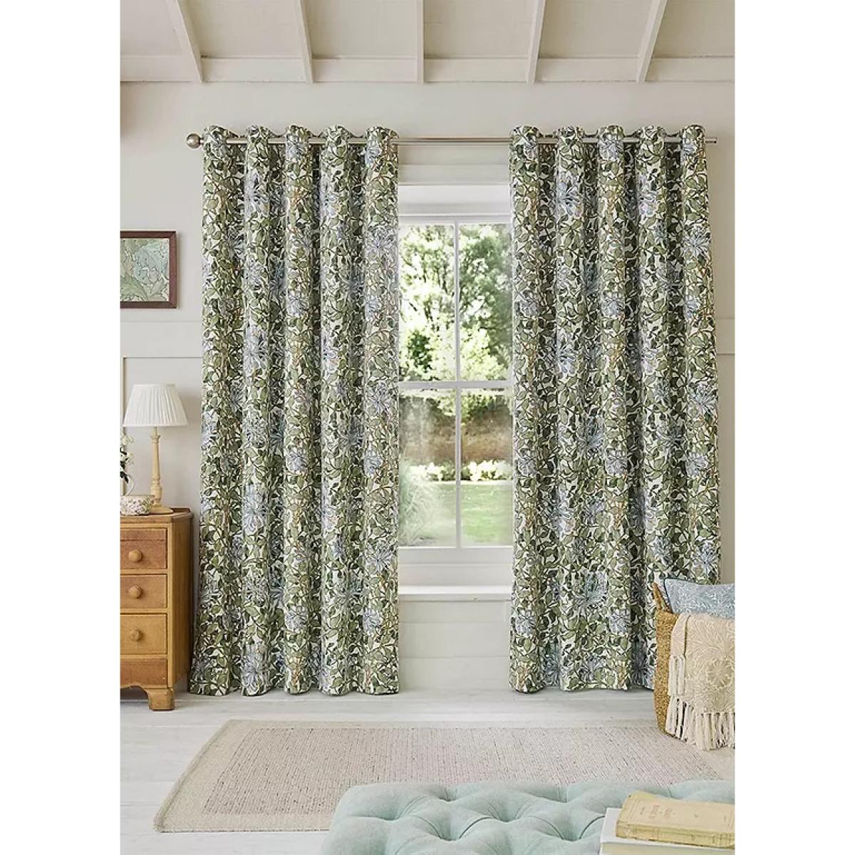 William Morris at Home Honeysuckle Blackout Eyelet Curtains -Blue - W 90 x D 72 – image 2