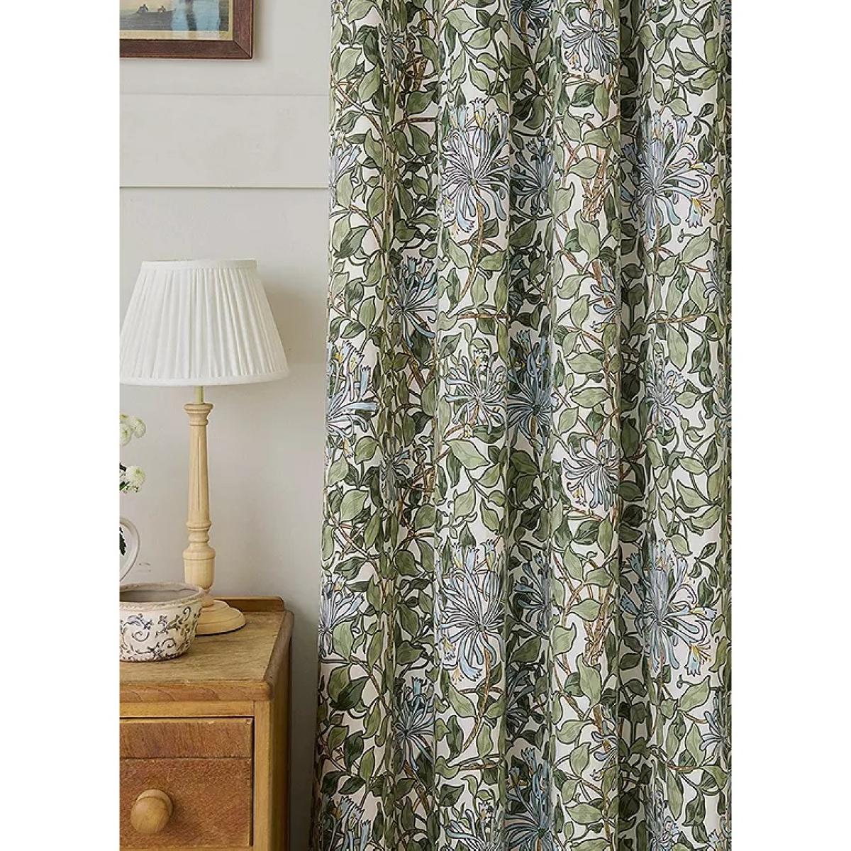 William Morris at Home Honeysuckle Blackout Eyelet Curtains -Blue - W 90 x D 72 – image 6