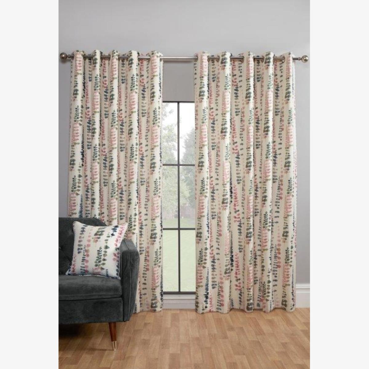 Sundour Santa Maria Flamingo Curtains - 66x90, Floral - Green/Pink/White