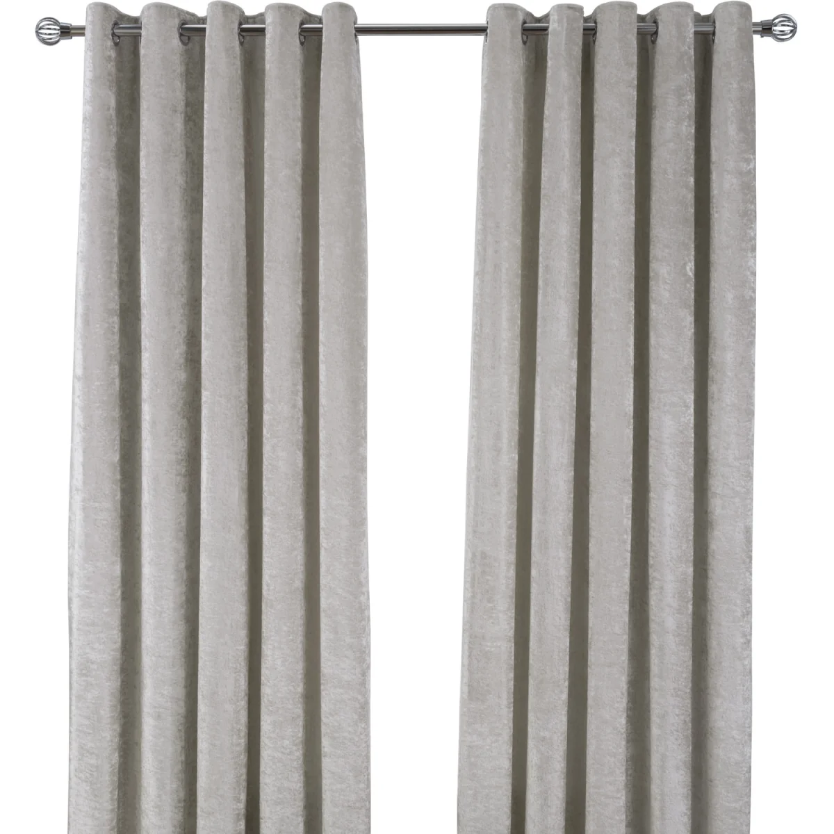 Luxury Crushed Velvet Eyelet Blackout Curtains - 2 Panels - Ivory – image 4