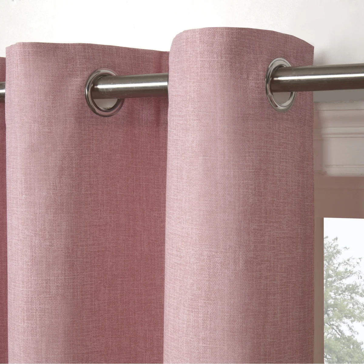 Textured Print Eyelet Lined Curtains for Bedroom and Living - 2 Panels - Blush – image 3