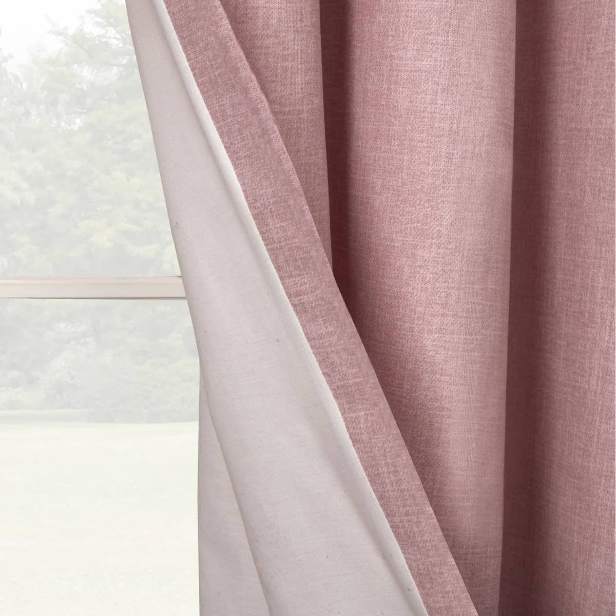 Textured Print Eyelet Lined Curtains for Bedroom and Living - 2 Panels - Blush – image 4