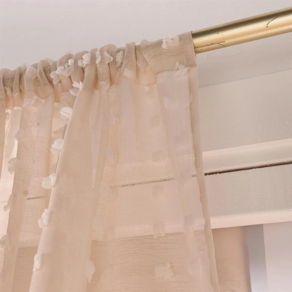 OHS Pompom Tufted Voile Curtains - Natural – image 5