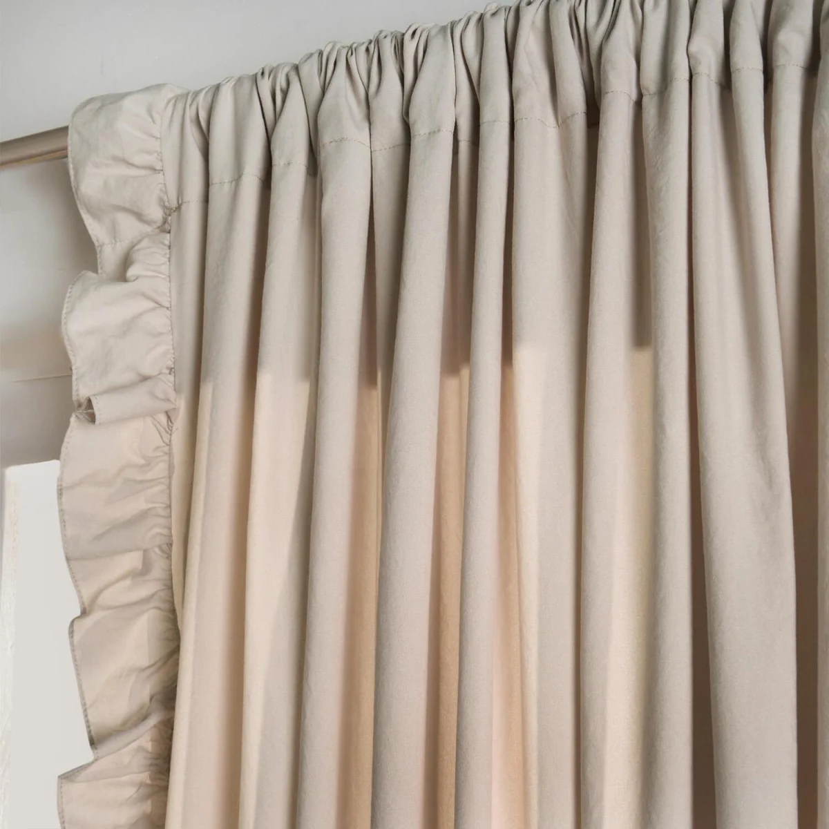 OHS Frill Voile Curtains (Pair) - Beige – image 3